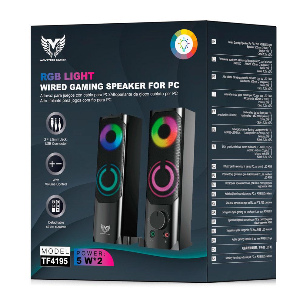 Altavoces 2.0 - Barra de Sonido Gaming TF4195 / 2x5w / Usb / 2x Jack 3.5mm / Led Rgb / Negro / MTK - Imagen 3