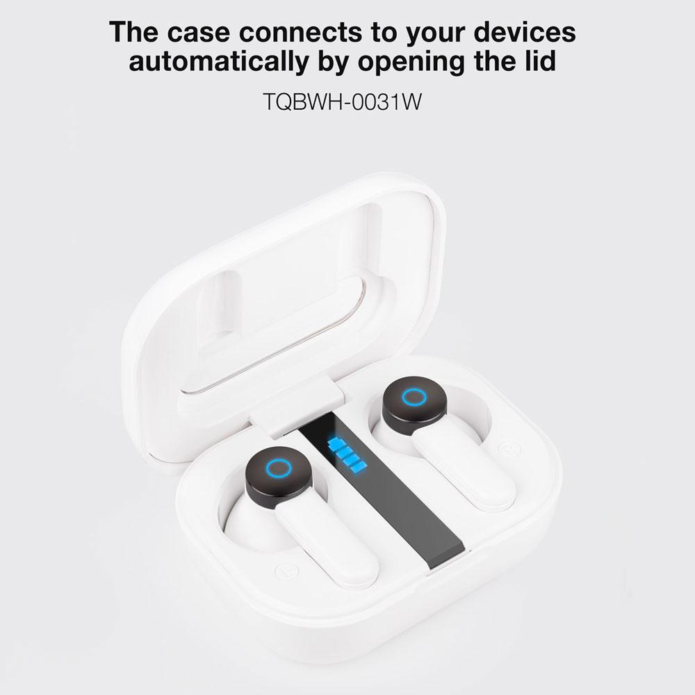 Auriculares Tooq Bender Bluetooth 5.1 Blanco / Type-C / Control tactil / Base de carga / TQBWH-0031W - Imagen 2
