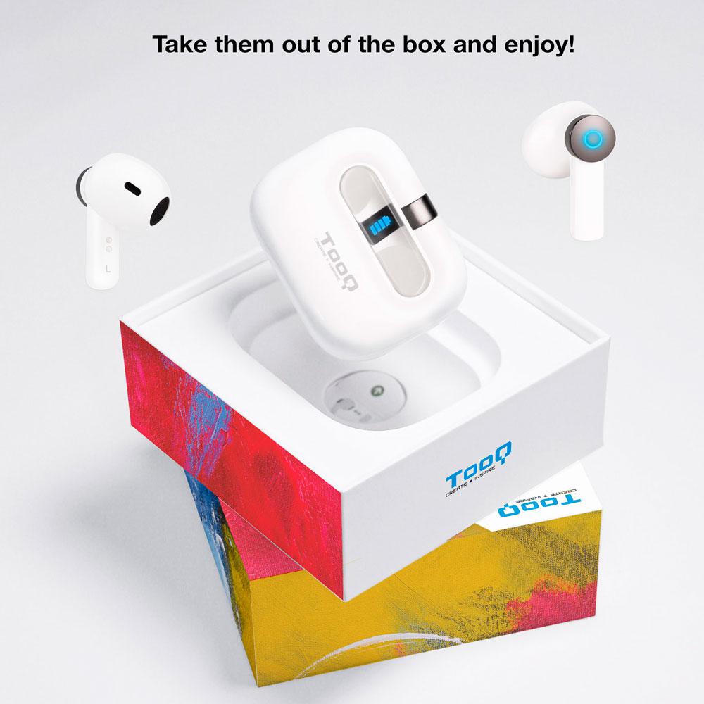 Auriculares Tooq Bender Bluetooth 5.1 Blanco / Type-C / Control tactil / Base de carga / TQBWH-0031W - Imagen 5