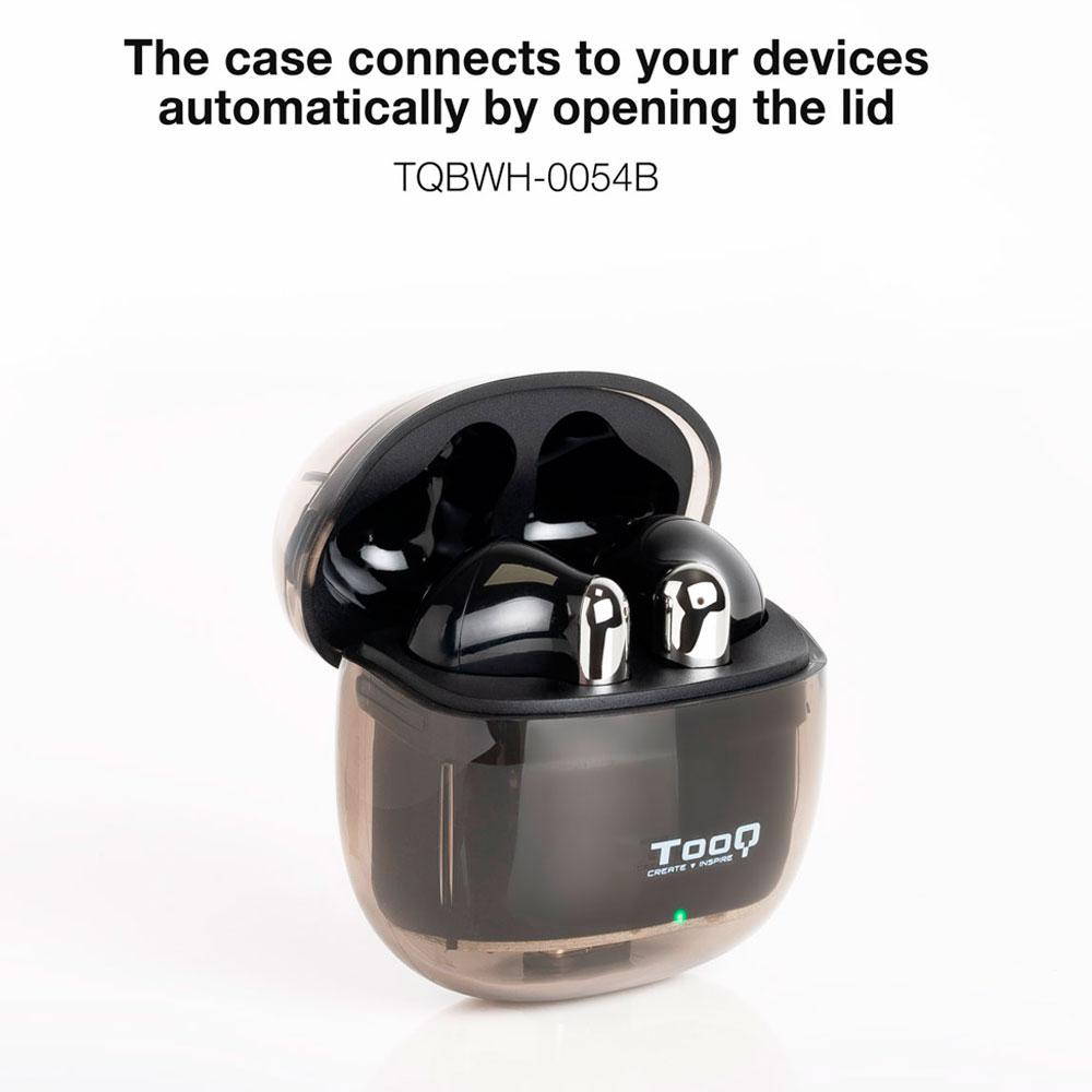 Auriculares Tooq Onyx Bluetooth 5.3 Negro / Type-C / Control tactil / Base de carga / TQBWH-0054B - Imagen 2