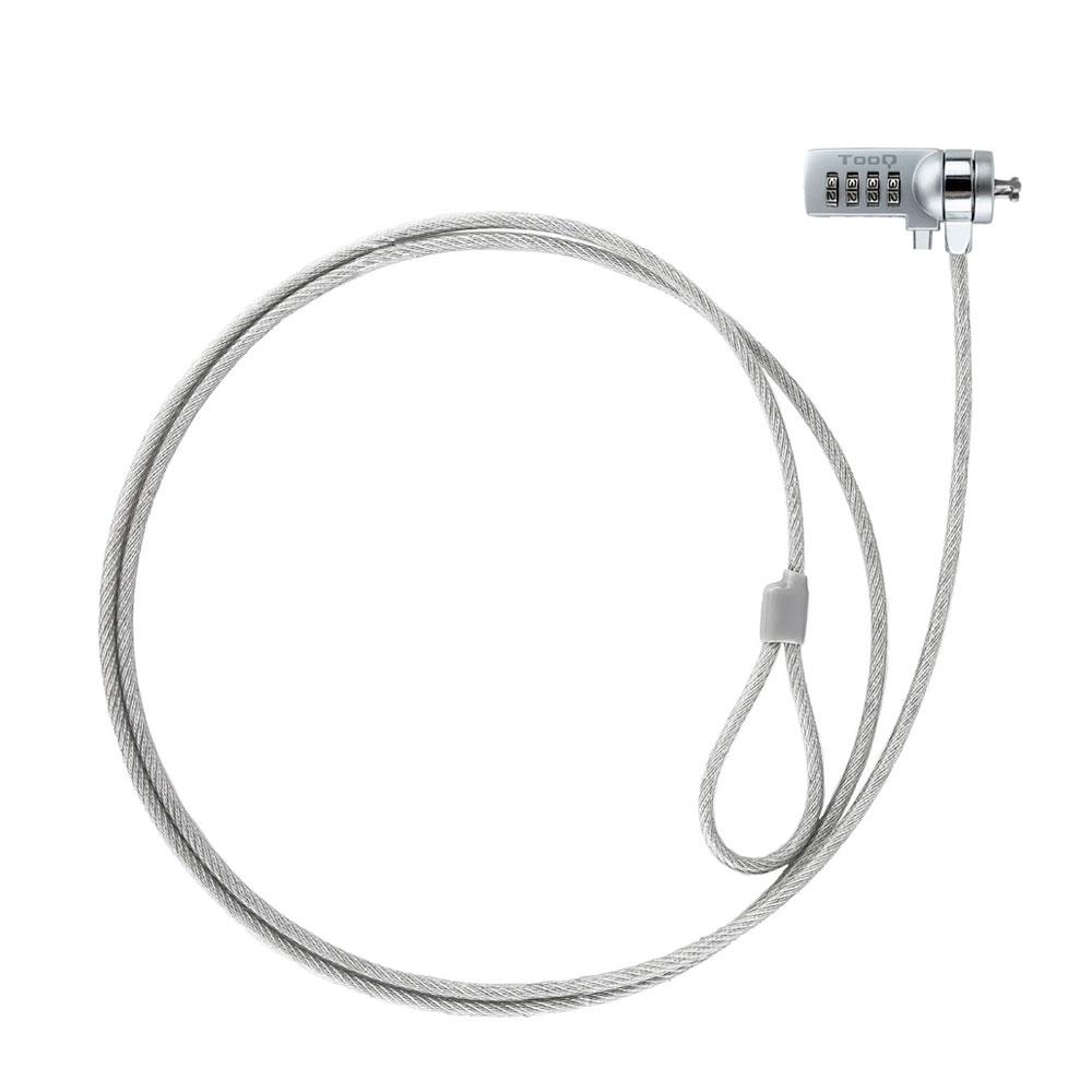 Cable de seguridad para portatil con combinacion / 1.5 m / Gris / Tooq / TQCLKC0015