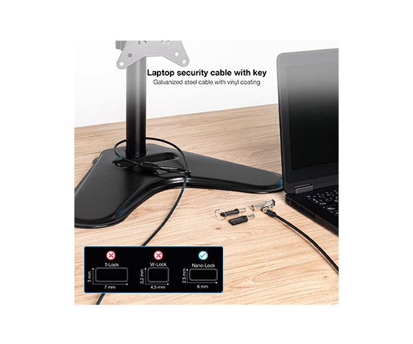 Cable de seguridad Nano para portatil con llave / 1.5 m / Gris Oscuro / Tooq / Bloqueo Llave TQCLKC0045-G - Imagen 5