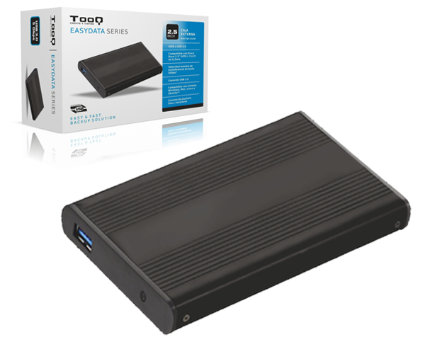 Caja externa aluminio 2.5 USB 3.0 Sata Tooq Negra 9.5mm TQE-2524B