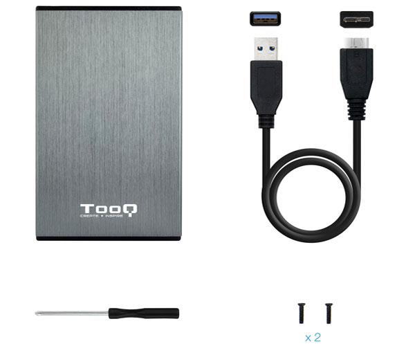 Caja externa aluminio 2.5 USB 3.1 Sata Tooq Gris 9.5mm TQE-2527G - Imagen 2