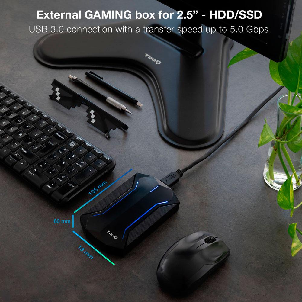 Caja externa Gaming 2.5 USB 3.0/3.1 Gen 1 / Sata / Tooq / 9.5mm / Leds Multicolor / TQE-2599RGB - Imagen 4