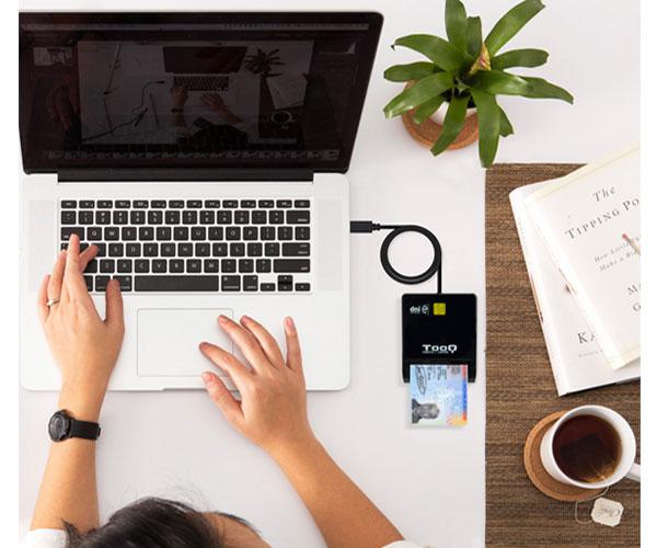 Lector de Tarjetas Inteligentes Type-C Tooq / Dnie / Dni 3.0 / Tarjetas Sim / Negro / TQR-211B - Imagen 5