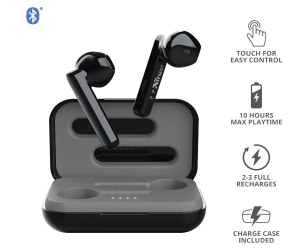 Auriculares Intrauditivos Trust Primo Touch Negro / Bluetooth / Tactil / Base recargable / 23712 - Imagen 2