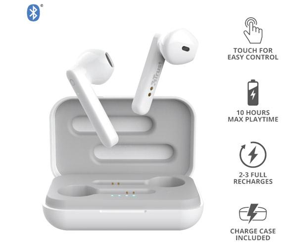 Auriculares Intrauditivos Trust Primo Touch Blanco / Bluetooth / Tactil / Base recargable / 23783 - Imagen 2