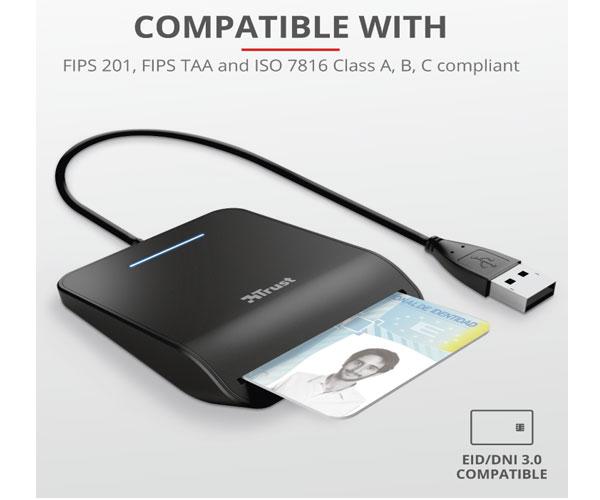 Lector Dni externo Trust Compatible con Dnie - Smartcards / Usb 2.0 / Negro / TRUST23890 - Imagen 3