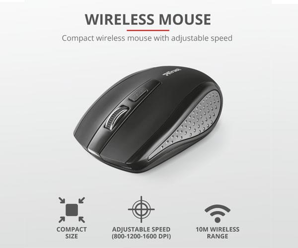 Combo Teclado + Raton inalambrico Trust Qoby + Auriculares Reno + Webcam Trino Hd / 24042 - Imagen 3