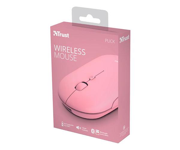 Raton Inalambrico Trust Puck / Recargable / 1600 Dpi / 3 Botones silenciosos / Ultra fino / Ambidiestro / Rosa / 24125 - Imagen 5