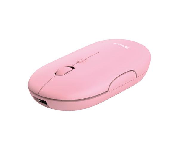 Raton Inalambrico Trust Puck / Recargable / 1600 Dpi / 3 Botones silenciosos / Ultra fino / Ambidiestro / Rosa / 24125