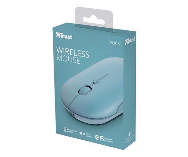 Raton Inalambrico Trust Puck / Recargable / 1600 Dpi / 3 Botones silenciosos / Ultra fino / Ambidiestro / Azul / Trust24126 - Imagen 5