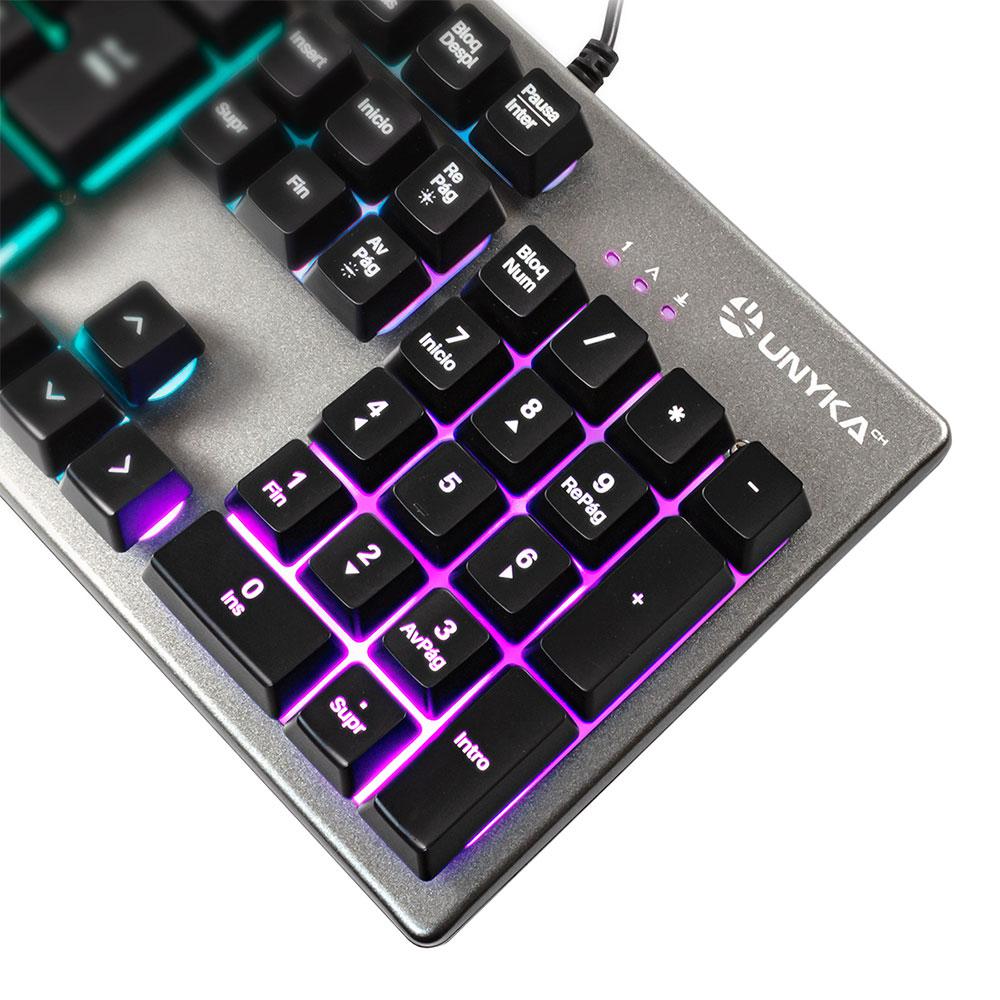 Teclado Gaming USB Unykach Nova K244 / Iluminacion RGB / Antighosting / Gris - Imagen 3
