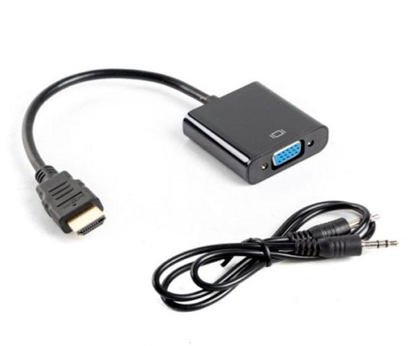 Cable adaptador HDMI a VGA + audio negro Lanberg / Ad-0017-bk