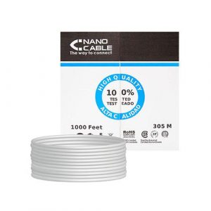 Bobina 305 metros interior Cat.5e UTP flexible awg24 / Gris / Nanocable / 10.20.0304-flex
