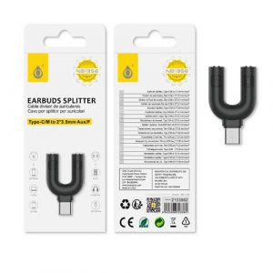 Adaptador divisor de audio y microfono Type-c macho a 2 Jack 3.5mm Hembra / NB1356 / Negro / One+