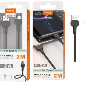 Cable Datos USB 2.0 a Type-C / 2m / 2.4a / TB1247 / Negro / One+