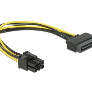 Cable Alimentacion Tarjeta gráfica Sata Hembra a 6 pines pci-e / 20cm / Delock 82924