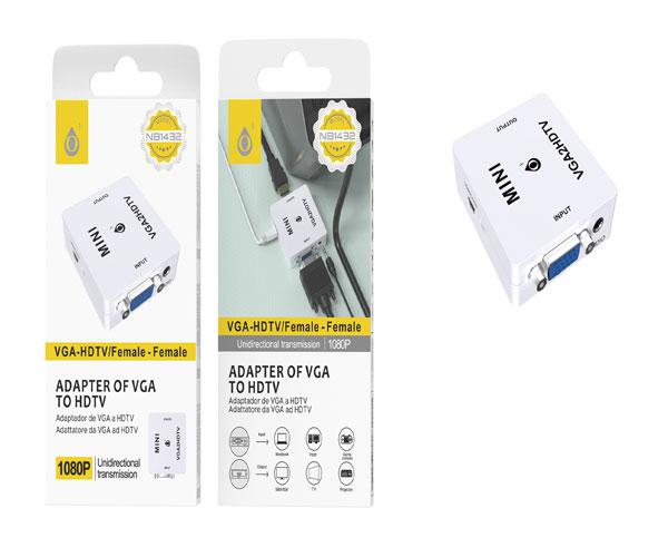 Adaptador video VGA a HDMI + Audio / Jack 3.5mm / 1080p / Blanco / NB1432 / ONE+