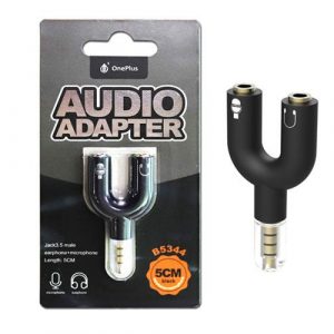 Adaptador divisor de audio y microfono Jack 3.5mm macho a 2 Jack 3.5mm Hembra / B5344 / Negro / One+