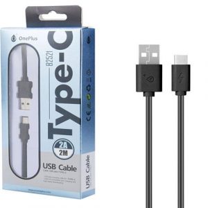 Cable datos USB 2.0 a Type-C / 2m / 2.4a / B2521 / Negro / One+