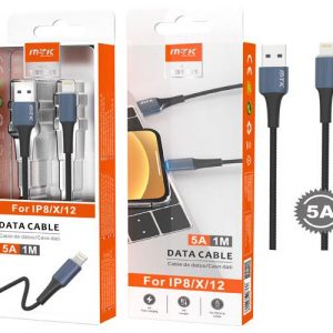 Cable datos USB 2.0 a Lightning iPhone 8-14 / 1m / 5a / Carga rapida / TB1281 / Azul / One+