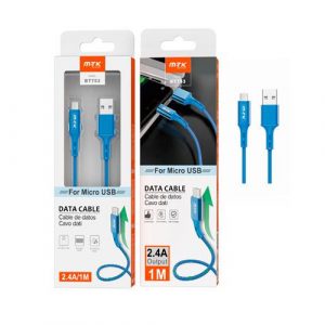 Cable datos USB 2.0 a Micro USB / 1m / 2.4a / Trenzado / Aluminio / BT753 / Azul / One+