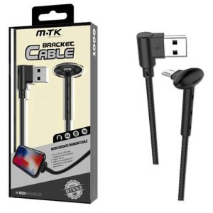 Cable datos USB 2.0 a Micro USB / 1m / 2a / Acodado / BT653 / Negro / Mtk