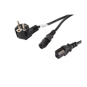 Cable alimentacion Lanberg / Conector Cee 7/7 Macho a 2x C13 Hembra / 2 m / ca-c13c-13cc-0018-bk