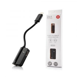 Cable adaptador de audio Iphone Lightning a Jack 3.5mm Negro Hembra